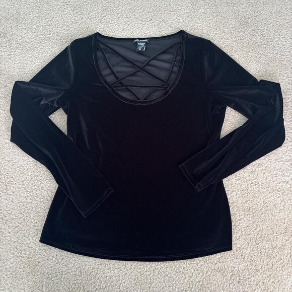 Hot Topic Velvet Pentagram Shirt Womens M Gothic Punk Stretchy Witchy - Picture 5 of 8